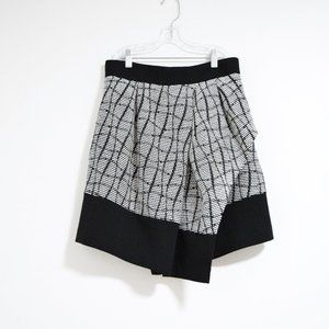 BANANA REPUBLIC Black & White Woven Jacquard Knit Asymmetrical Wrap Mini Skirt|S